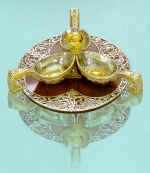 Souvenir "Russian tradition". Silver, gold, demantoides, rub, ies, ural's jasper.