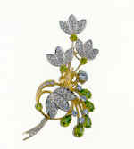 Brooch "Inflorescence". Gold, brilliants, chrysolites.