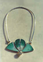 Necklace from  suit "Day". 1988. Silver, chrizopraz, citrine.