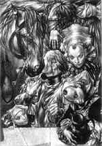 The Spring. 1990. Gouache, needle. 42*29. White Gallery. 