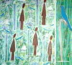 "Among blue birds". Paper, pastel, gouache. 80x80