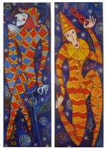 Diptych. Different Harlequins. Canvas, oil. 12040.1998.