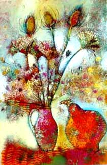 Still Life with dry flowers and pumpkin, 1999, 7650 Oil on canvas, Cycle City. Color. Image.