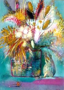 Still life with a Straw Frog, 1999, 7050 Oil on canvas, Cycle City. Color. Image.